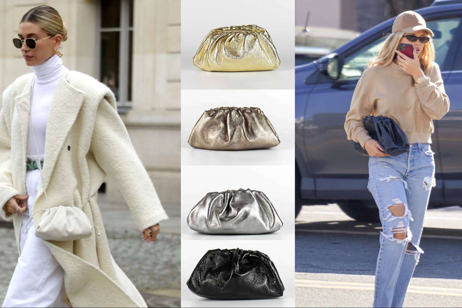 Bolso de piel low cost inspirado en el mini pouch de Bottega Veneta que todas las estilistas quieren