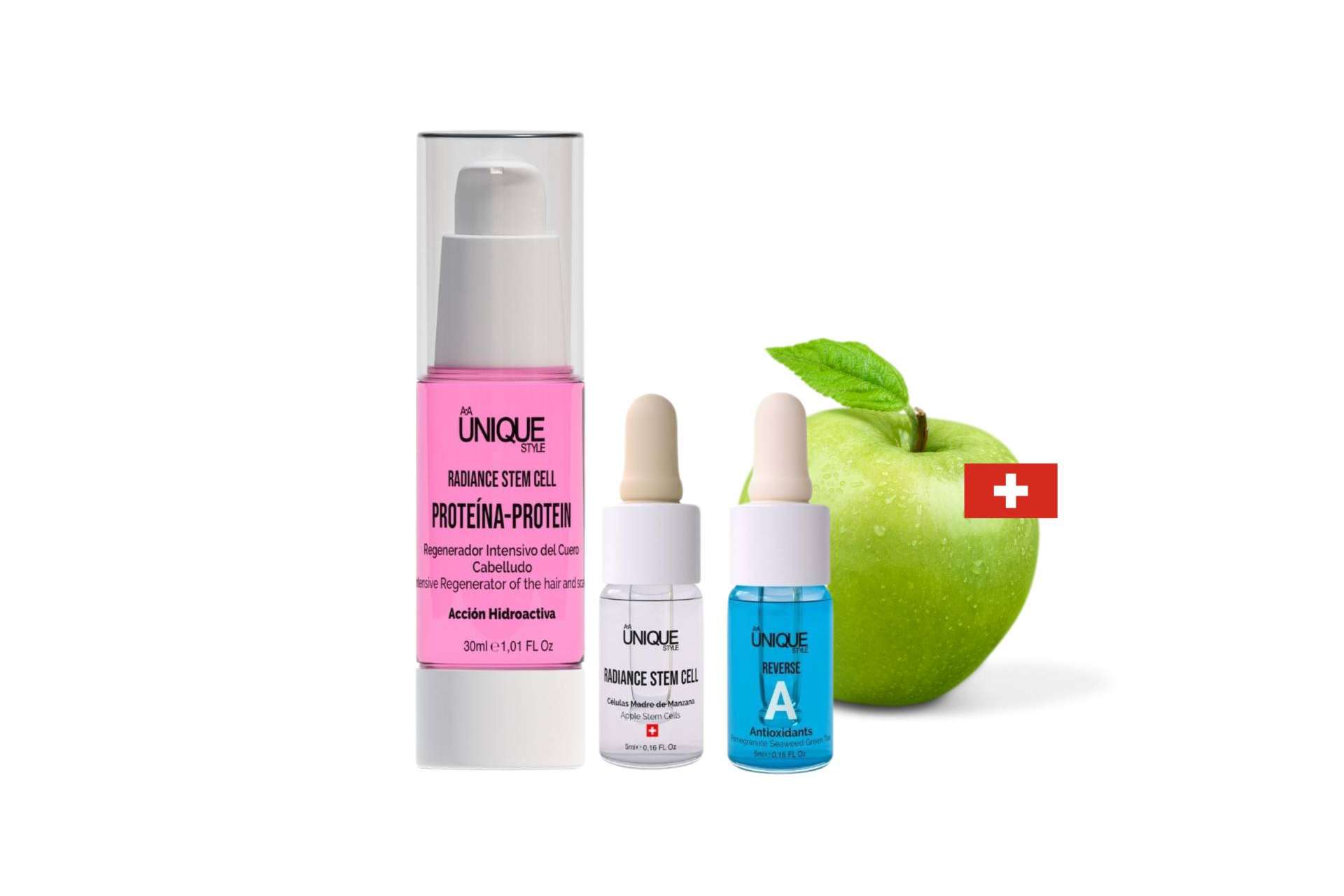 Revitalización total del cabello con las células madre de manzana de Unique Profesional